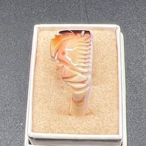 Vintage Carved Seashell Rooster Ring, 7